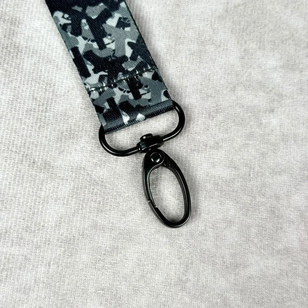 Glock Perfection Lanyard Grey Black Camo Silhouette Neck Strap Key Chain Clip